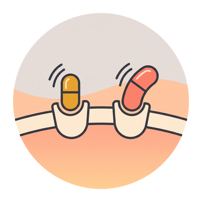 Diagram: tirzepatide docking into two different receptors