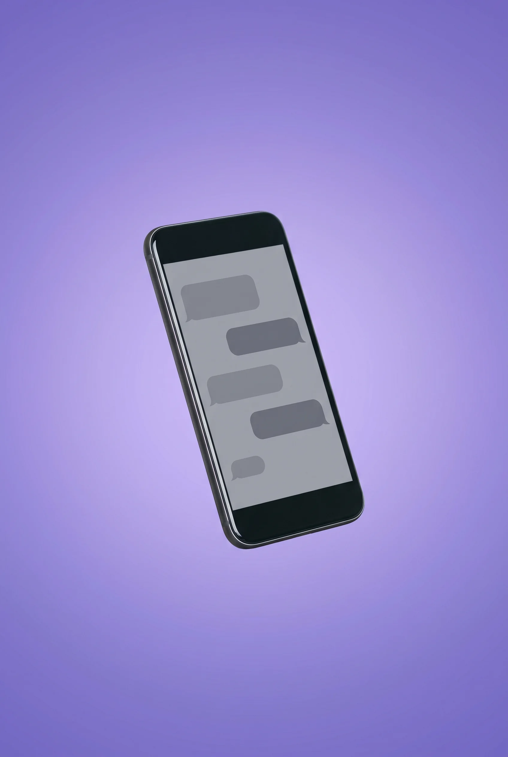 A phone showing a plain message thread, floating on an iris ground